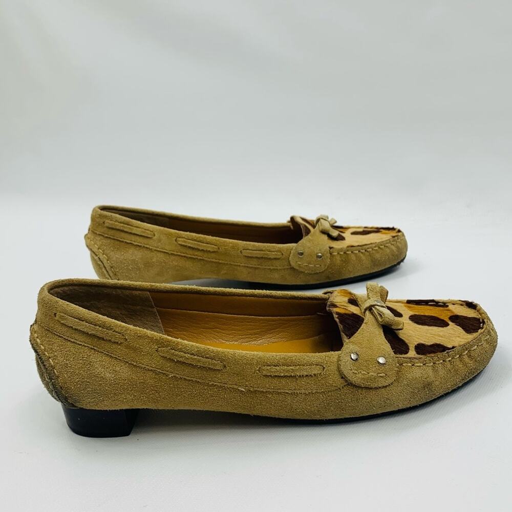 Talbots Moccasin Calf Hair Animal Print Loafers - Picture 7 of 12